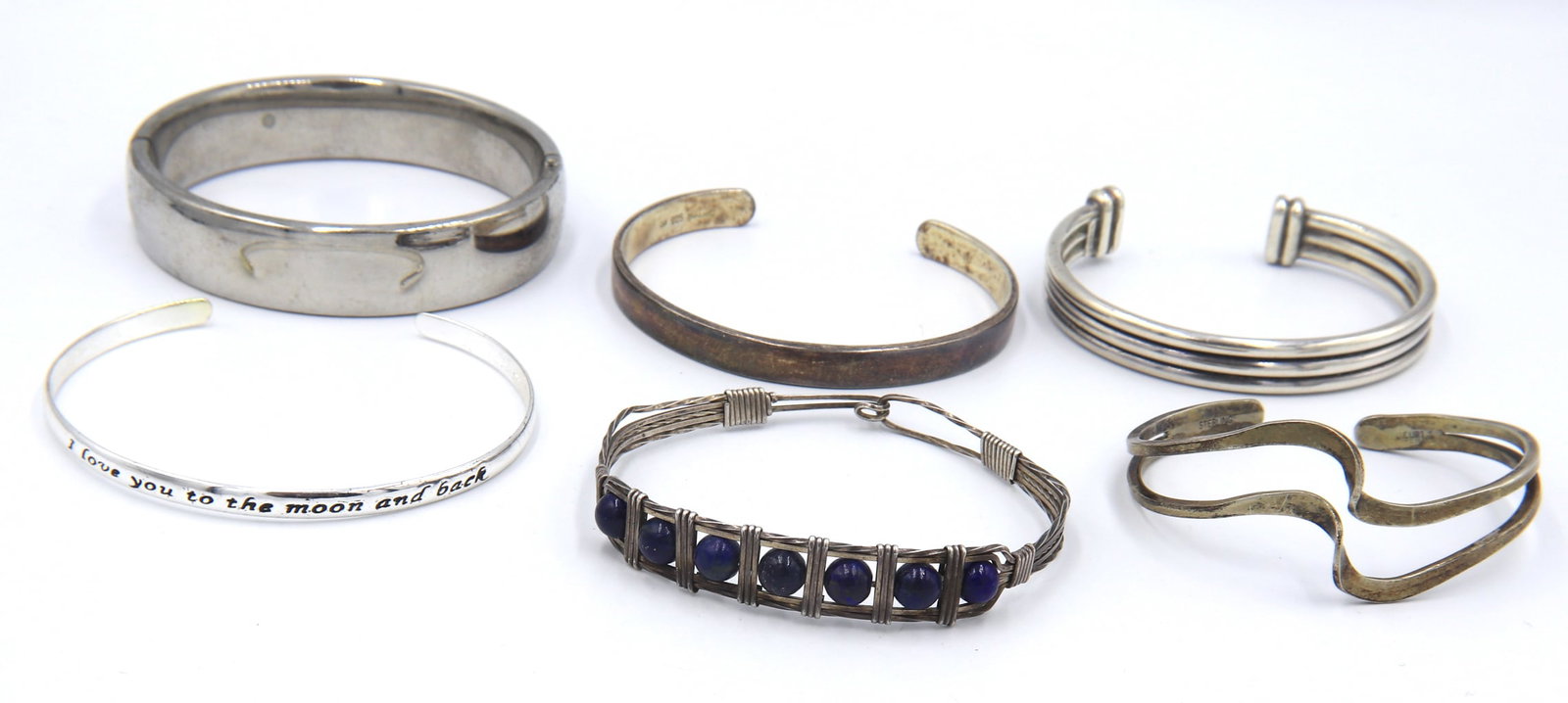 Group lot of vintage 925 sterling silver bangles (1 of 10)