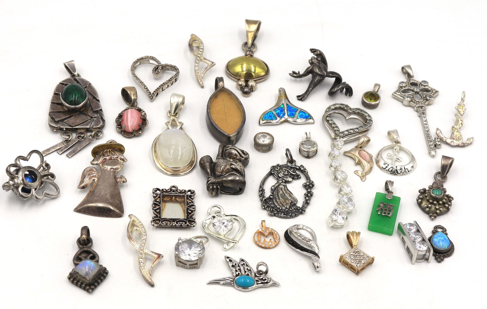 Vintage group lot of 925 sterling silver pendants and charms (1 of 11)
