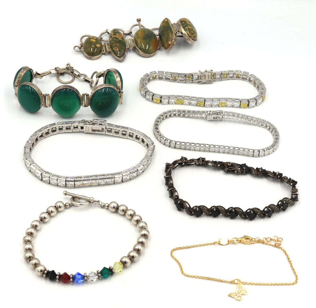 Group lot of 8 Vintage 925 sterling silver bracelets (1 of 14)