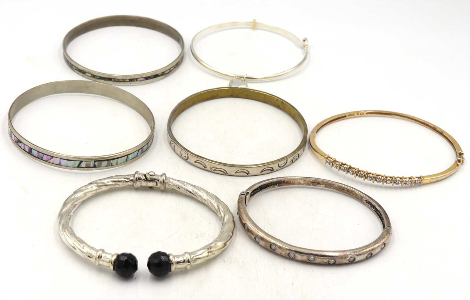 Group lot of Vintage 925 sterling silver signed bangles (1 of 12)