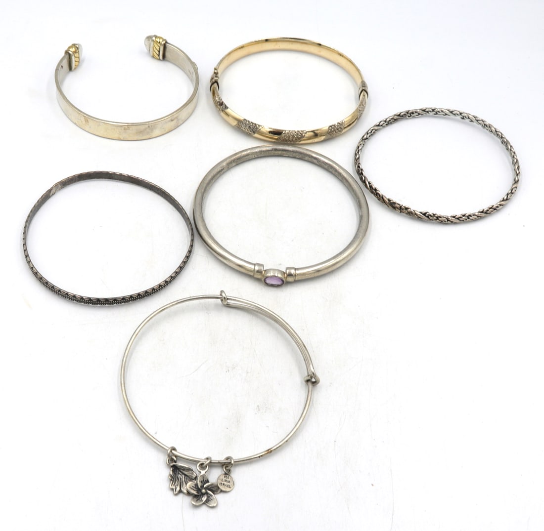 Group lot of Vintage 925 sterling silver bangles (1 of 11)