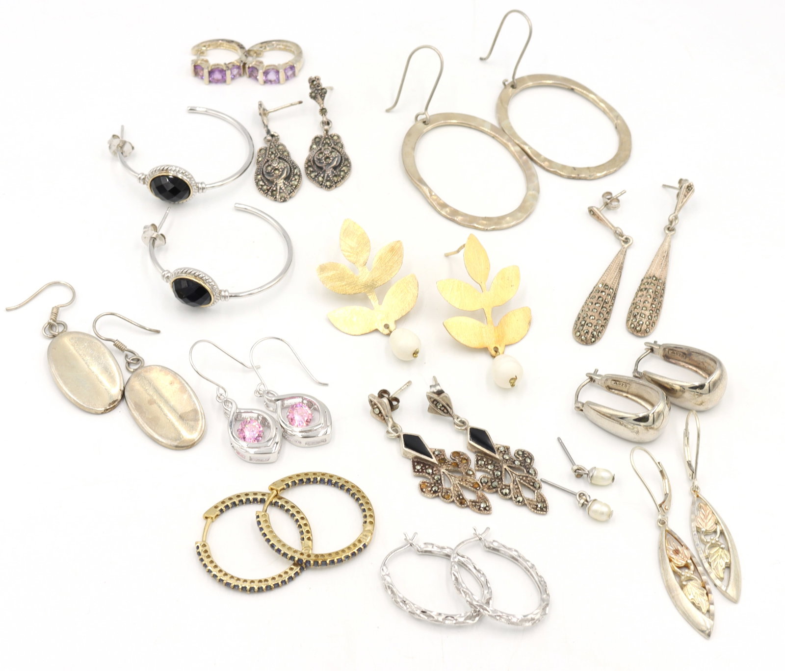 Group lot of Vintage 925 sterling silver earrings (1 of 10)
