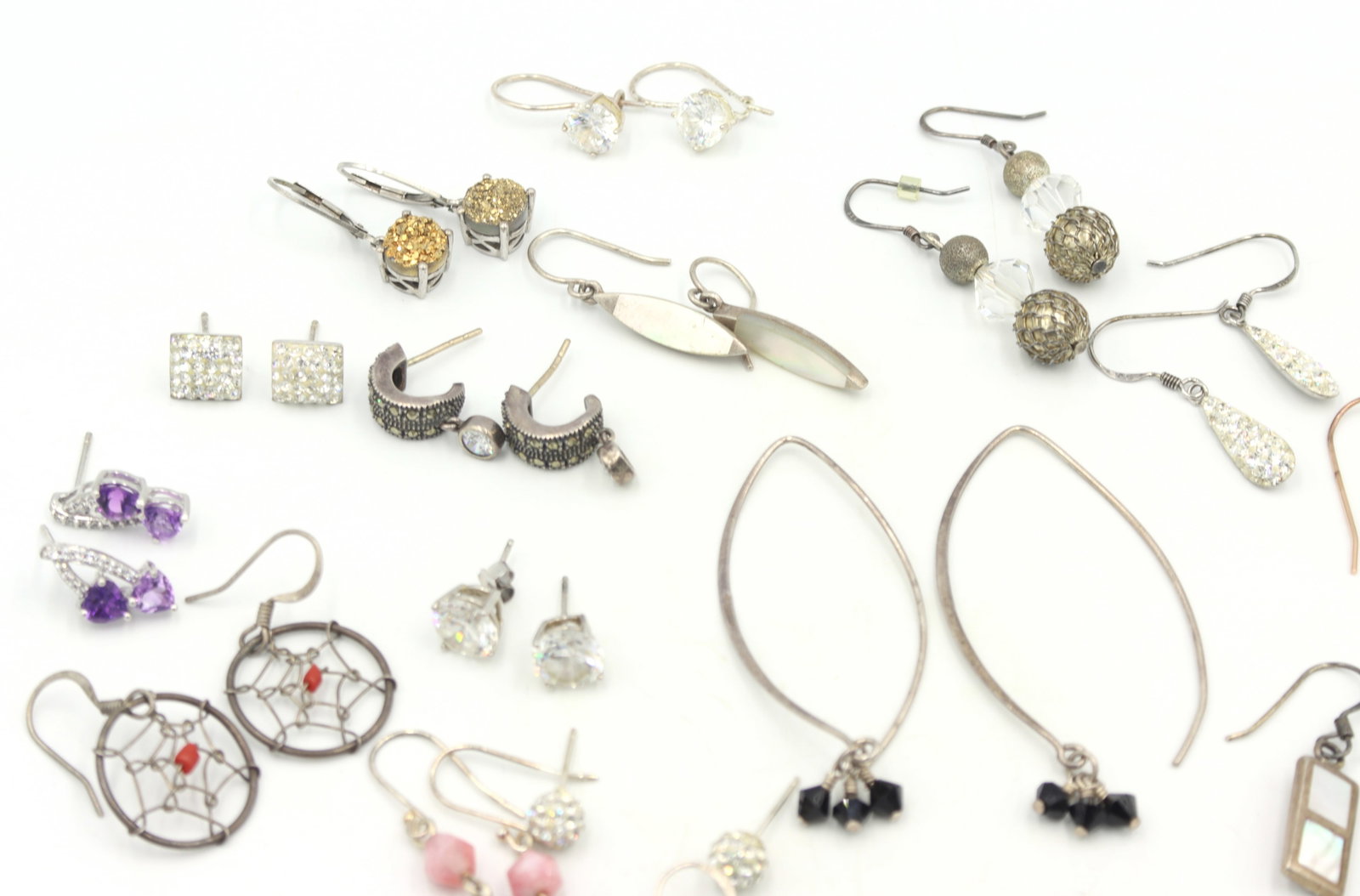 Group lot of Vintage 925 sterling silver earrings (1 of 9)
