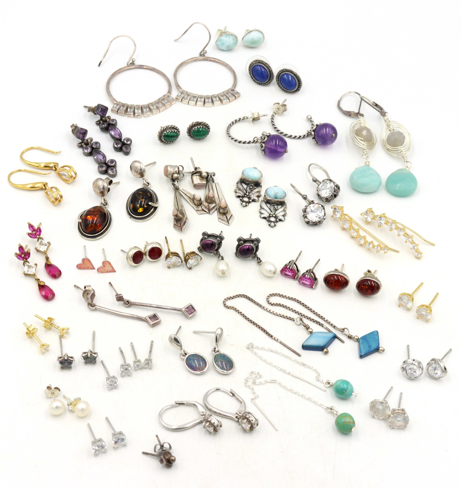Group lot of vintage 925 sterling silver earrings (1 of 15)