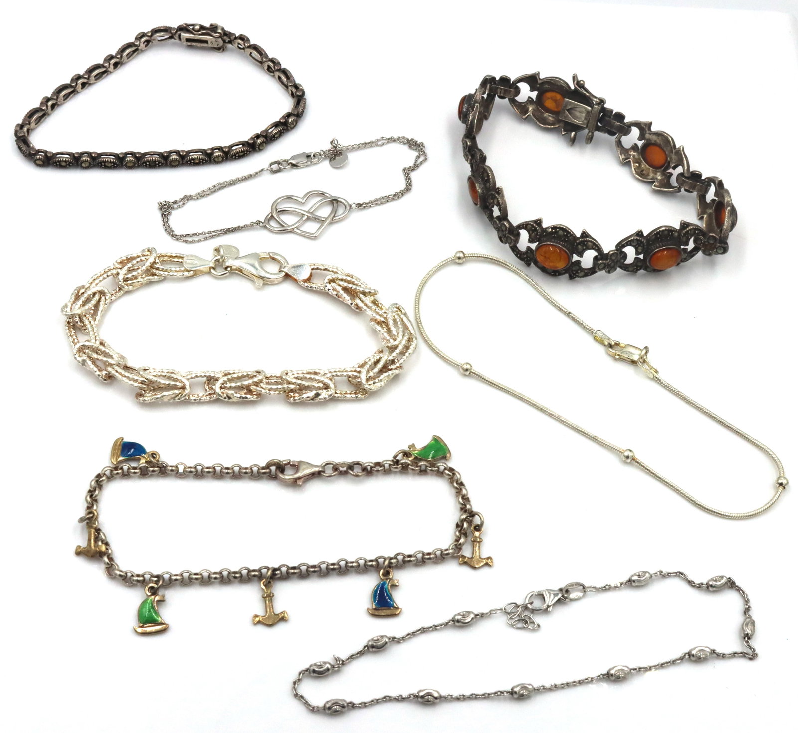 Vintage 925 sterling silver group lot of bracelets (1 of 8)