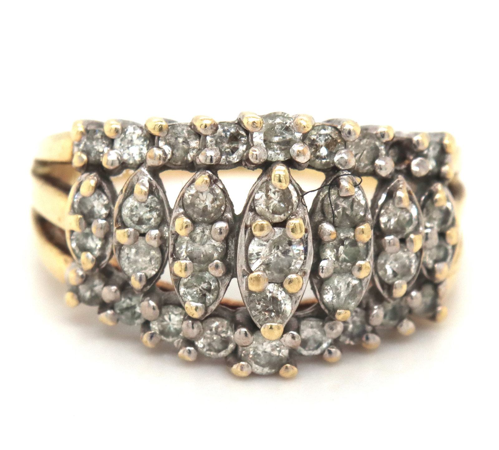 10kt Yellow gold diamond cluster ring (1 of 4)