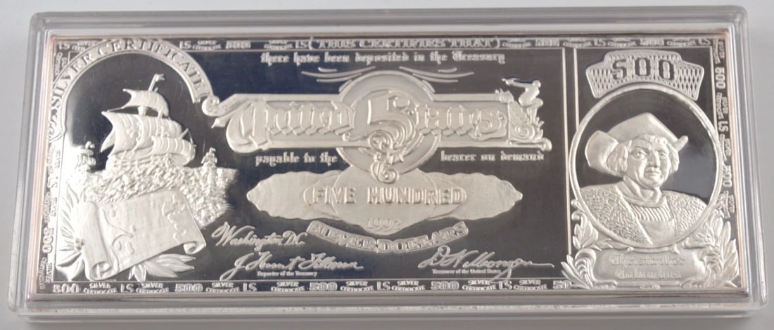 Washington Mint $500 Silver Certificate Bar Half Pound .999 Fine Silver w/ COA (1 of 4)