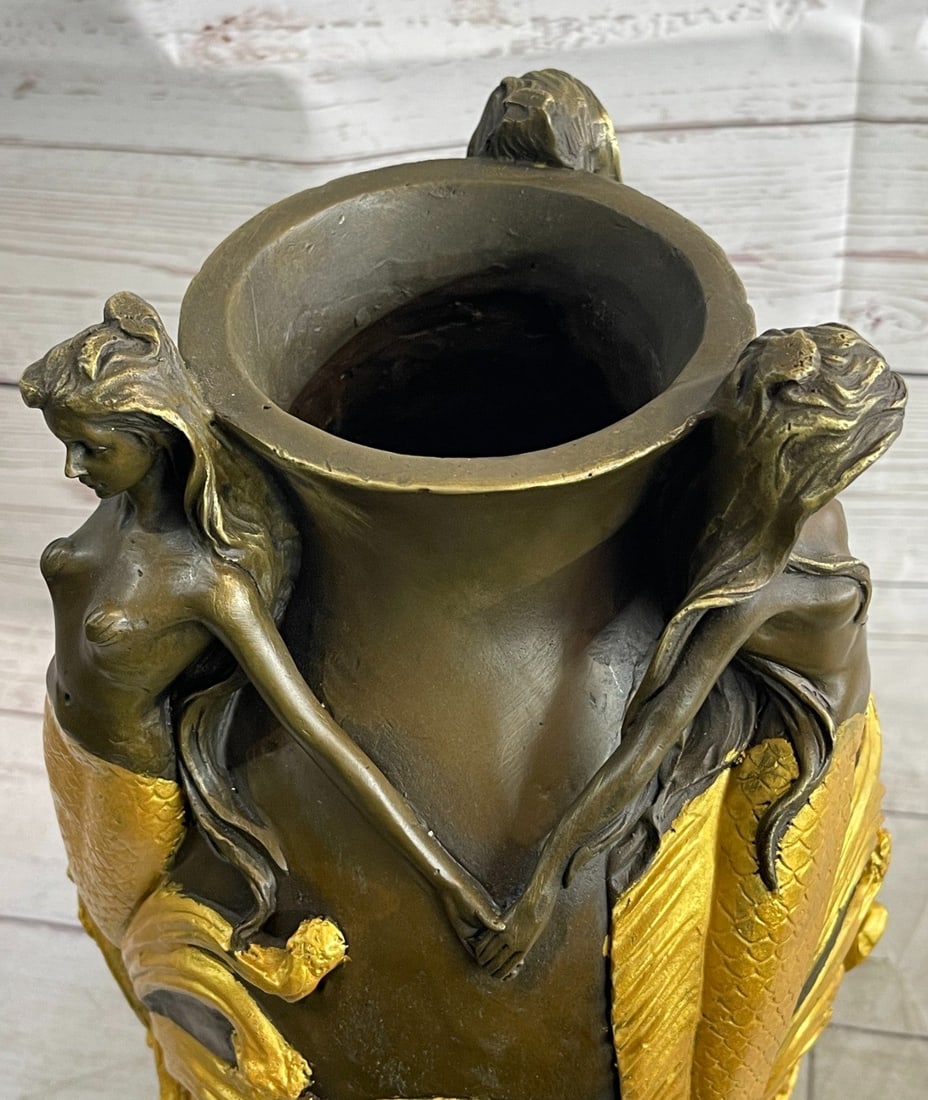 Vase Planter Bronze Statue - 9