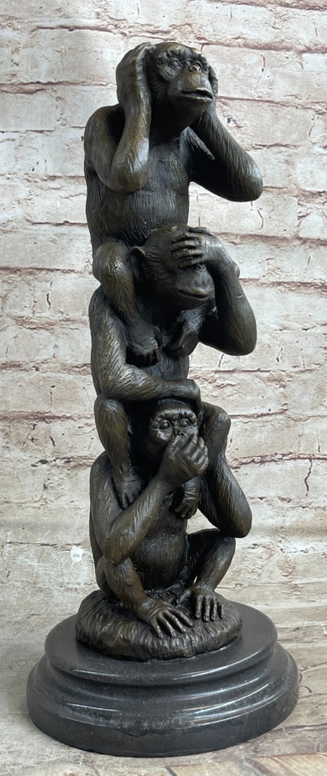 Three Wise Monkey Bronze Sculpture - 3
