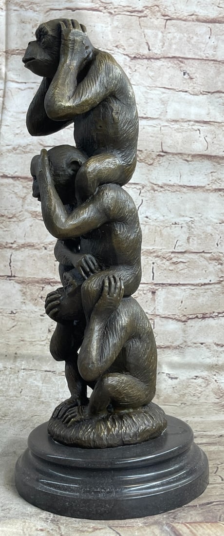 Three Wise Monkey Bronze Sculpture - 4