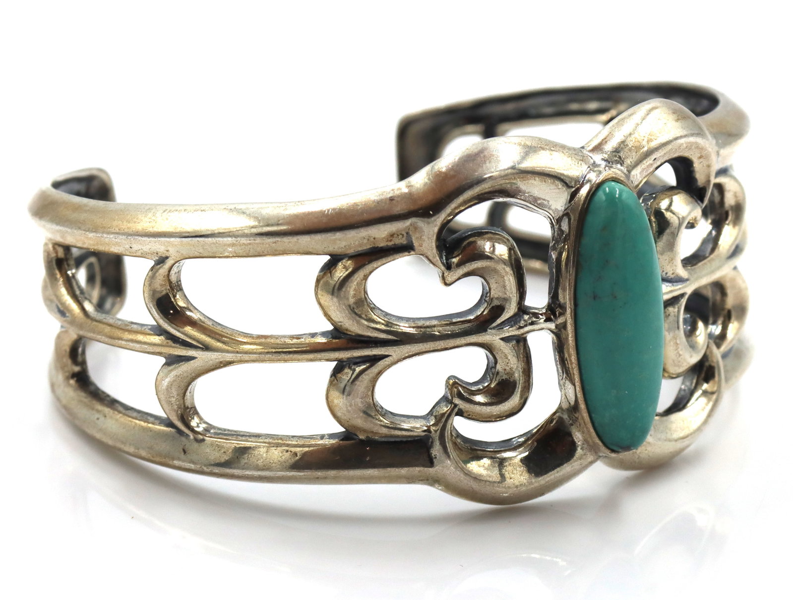 925 Sterling silver signed turquoise cuff bangle - 2