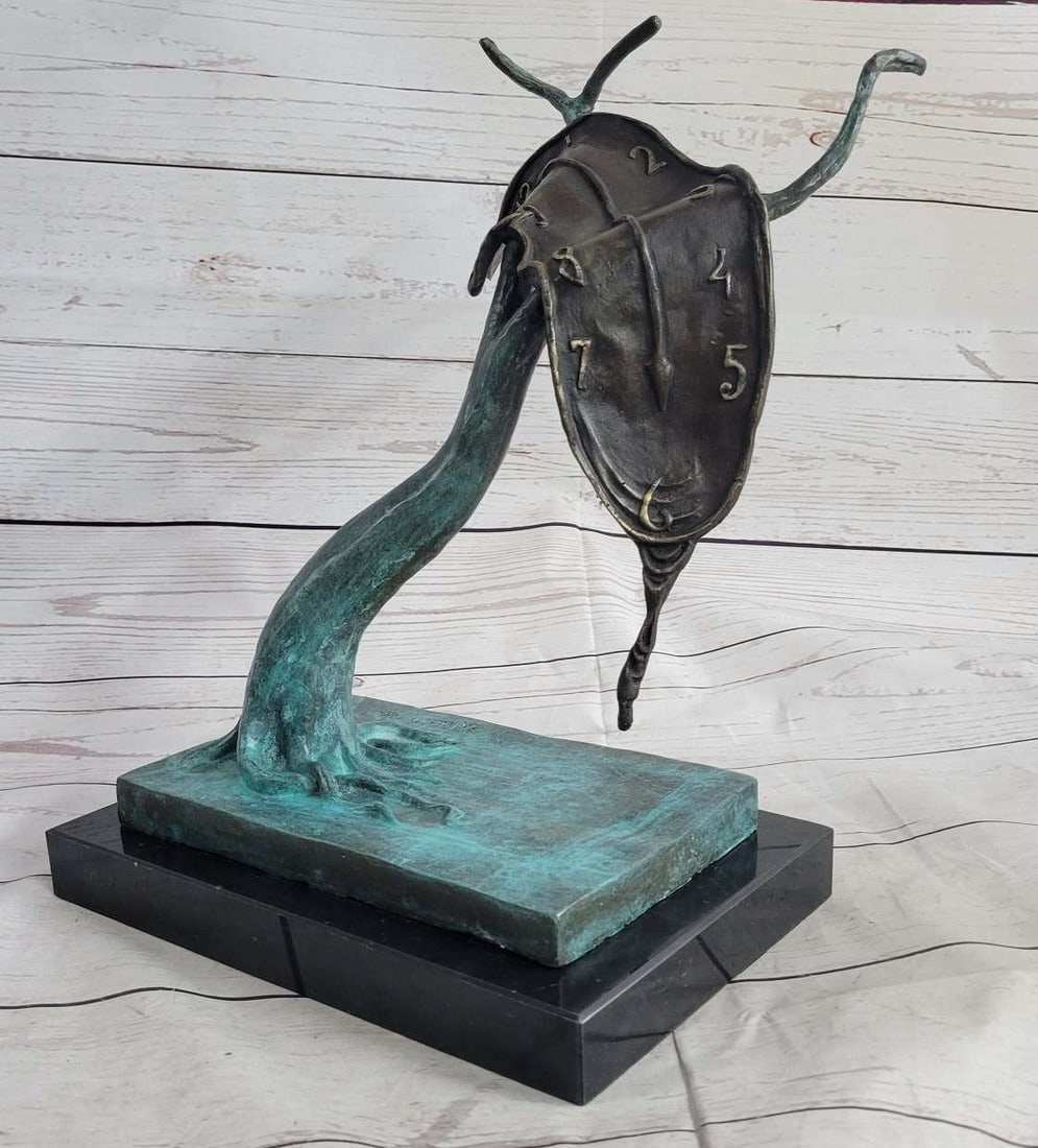 Melting Clock Bronze Figurine - 3