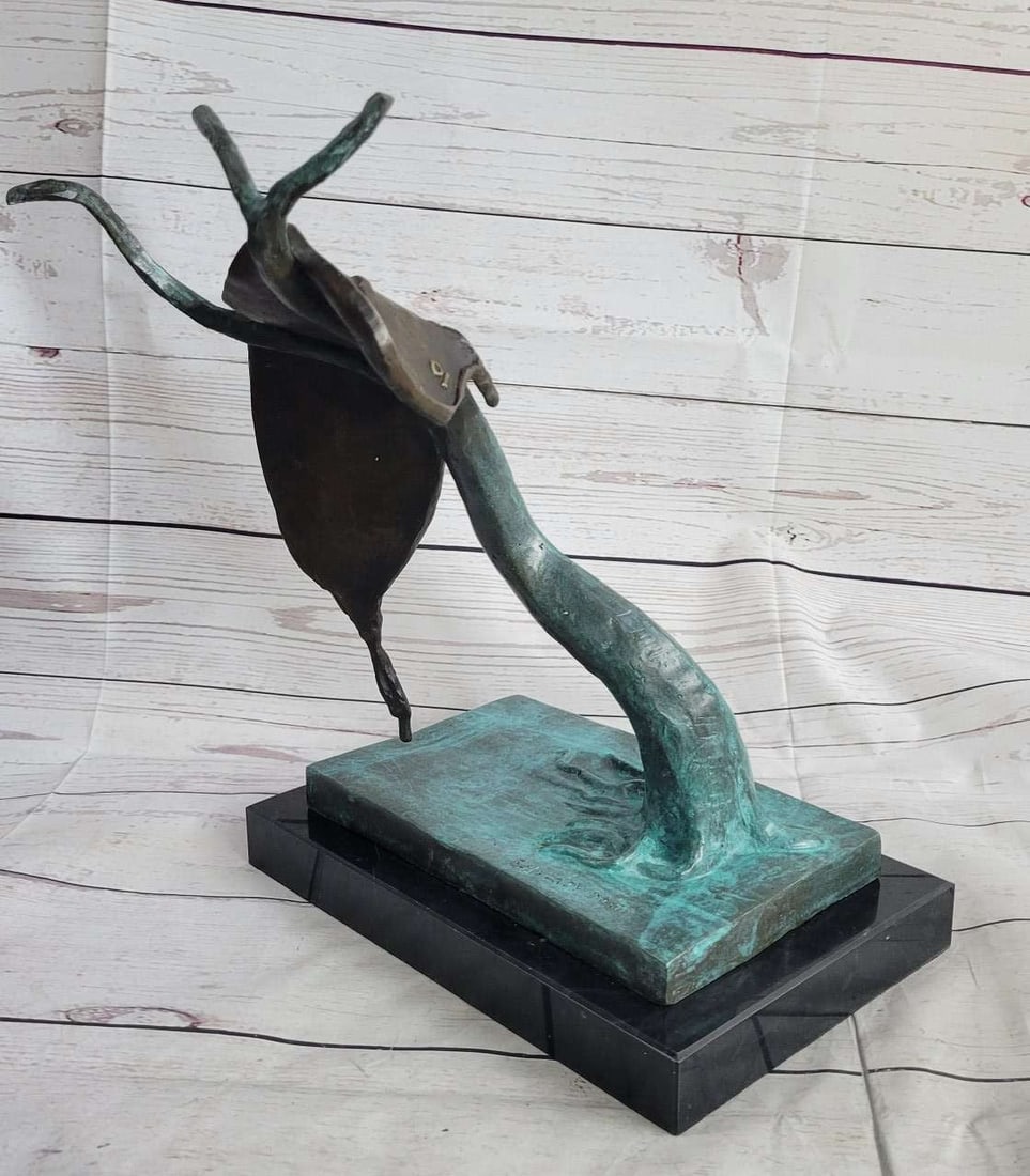 Melting Clock Bronze Figurine - 7