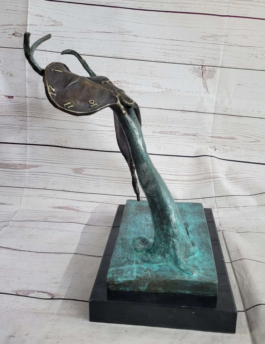 Melting Clock Bronze Figurine - 8