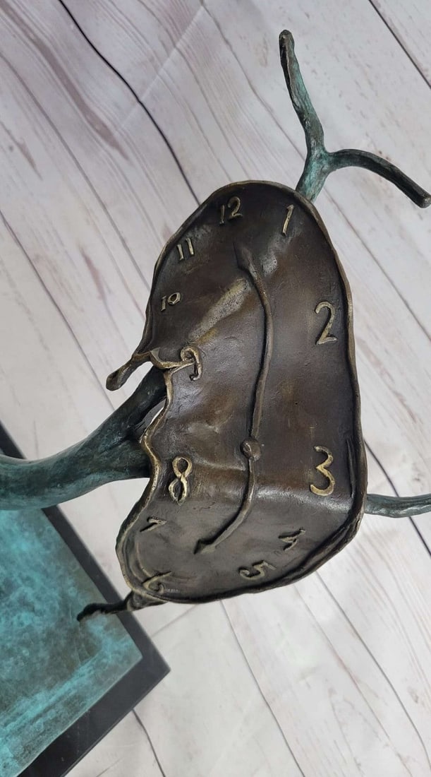 Melting Clock Bronze Figurine - 9