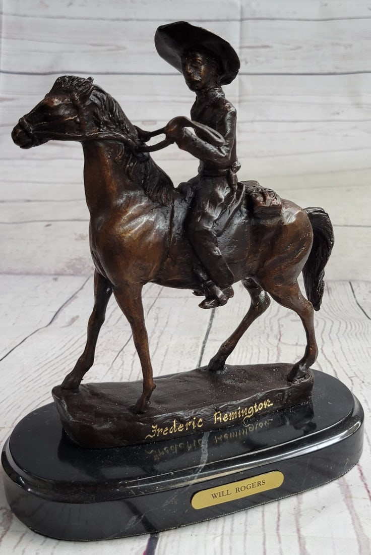 Rogers Bronze Statue: This Bronze Sculpture cast in the traditional lost wax casting ensures a quality Bronze Sculpture that might be passed down from generation to generation. Dimensions: Height 9 X Width 8 inches. Weight
