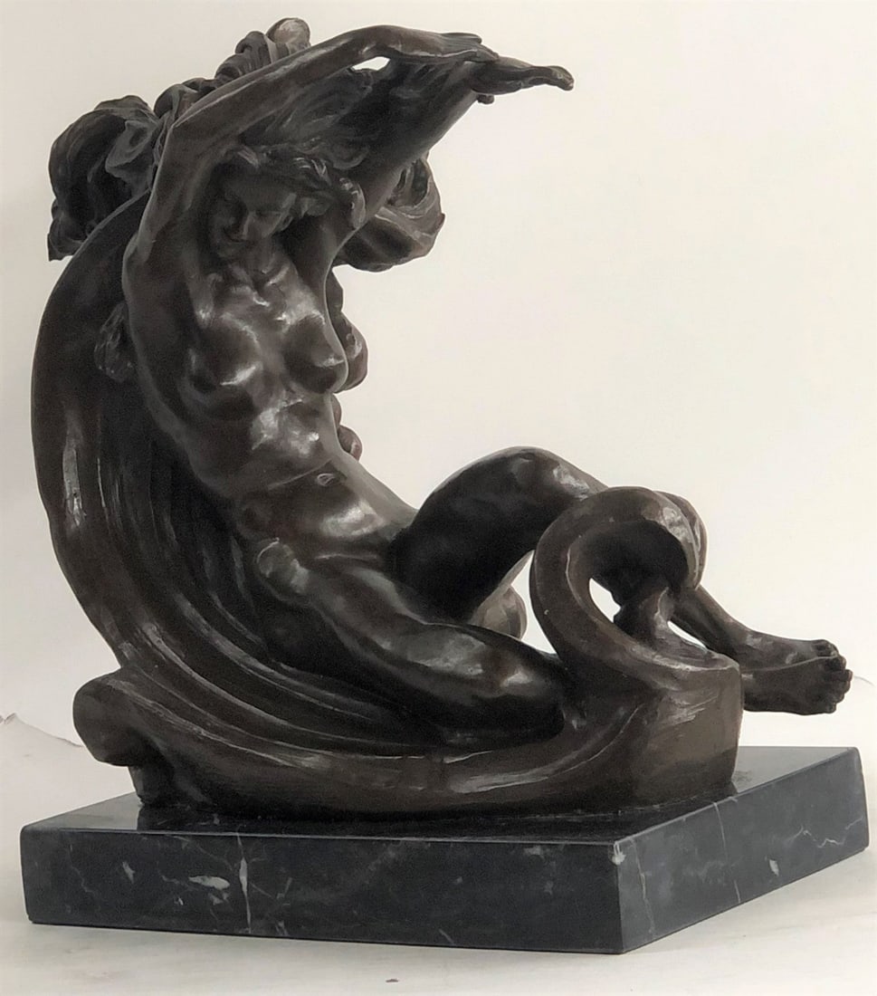 Venus on the Moon Bronze Sculpture: One of the most famous images in European art comes to life as a museum-quality bronze in this timeless work seemingly plucked right out of the lake region of Italy. Patterned after the painting by Sa