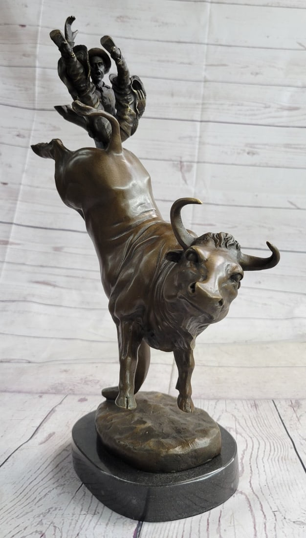 Cowboy Bullfight Western Bronze Sculpture: Bullfighting is a traditional spectacle of Spain, Portugal, some cities in southern France, and several Latin American countries. It can be considered a blood sport for both the bull or the brave