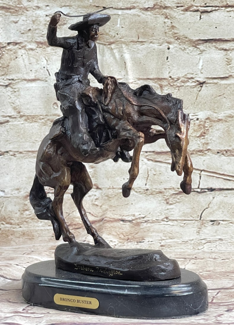 White House Decoration Horse Bronze Sculpture: A great American classic, this Statue is of a cowboy on a horse moving fast through the wild wild west! The horse is standing high on his hind legs ready to gallop with some serious speed. The cowboy 