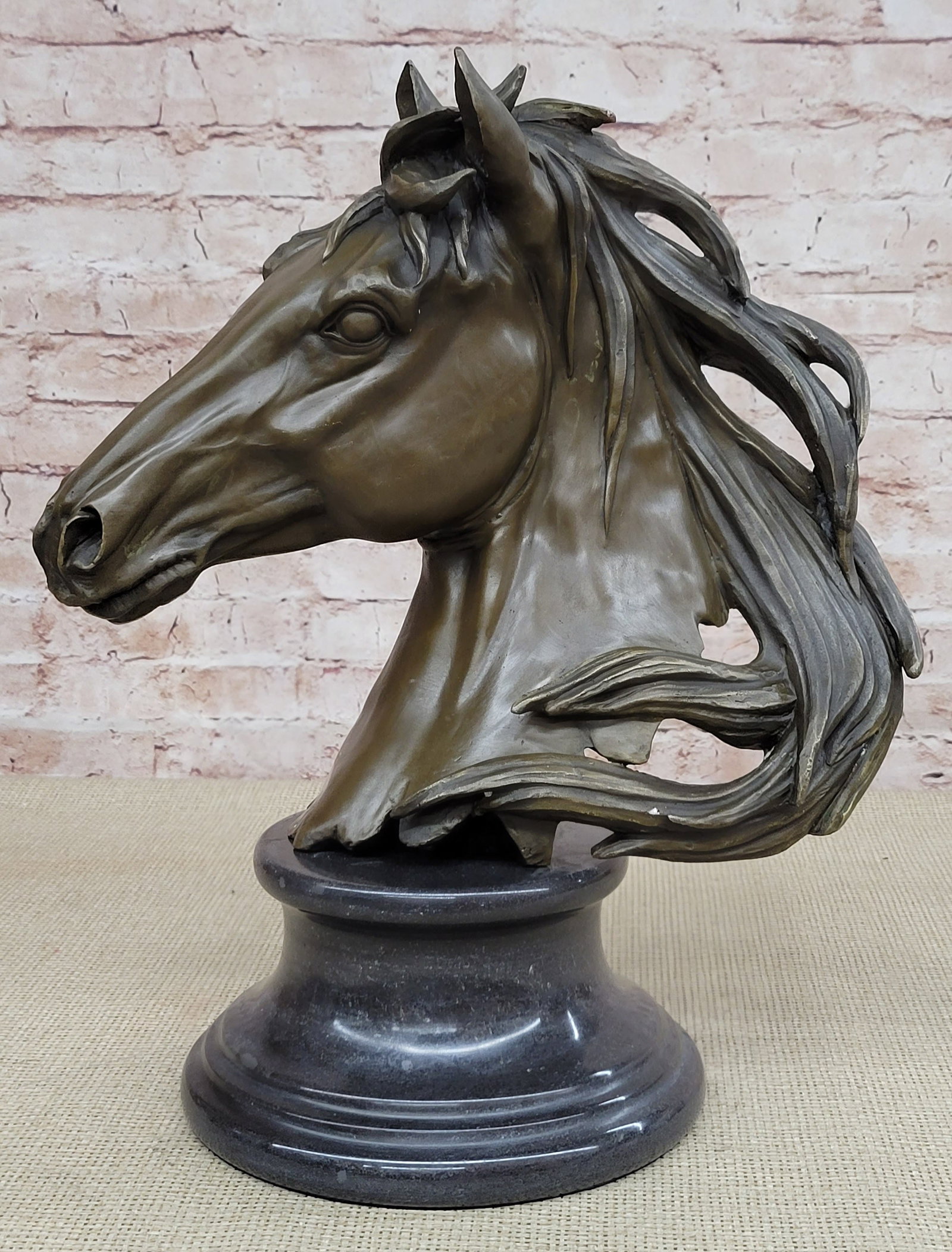 Horse Head Bust Bronze Statue - 3