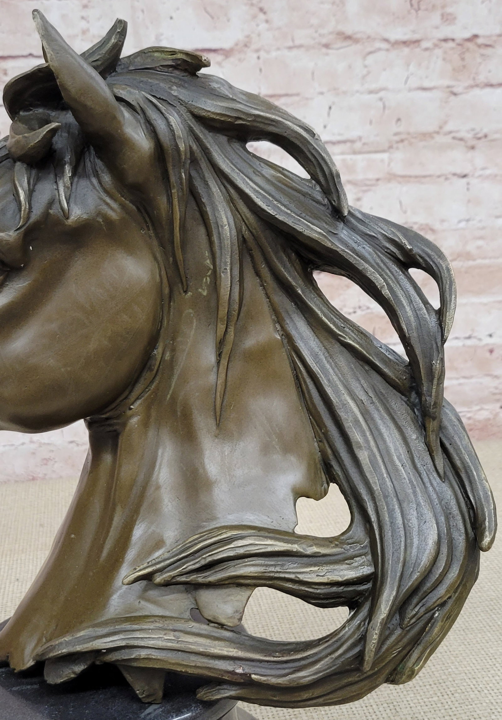 Horse Head Bust Bronze Statue - 9