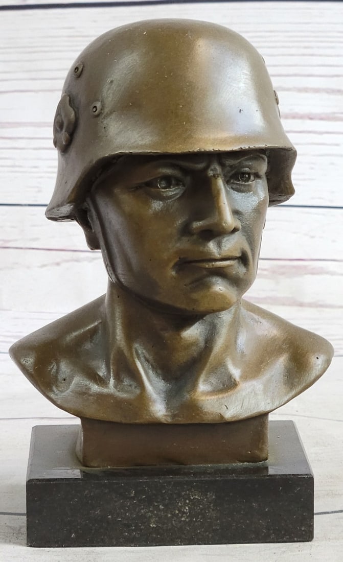 German Soldier Army Bronze Sculpture: This is a bust of an unknown German soldier. The German Army is the land component of the armed forces of the Federal Republic of Germany. Following the disbanding of the Wehrmacht after World War II.