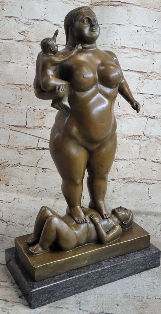 Mother Father Child Bronze Sculpture: The beholder can be immediately drawn to the round and plump shape of the sculpture enough to want to run a handover of the surfaces. This is a great work of art, She is captured a lot larger than bot