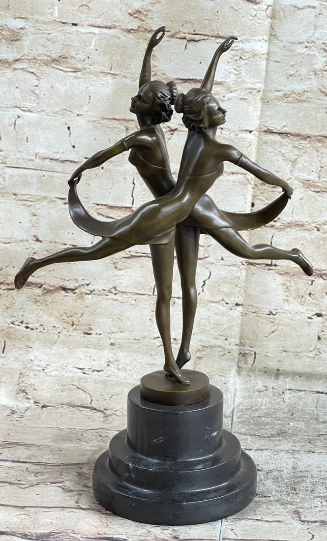 Gemini Twins Dancer Bronze Sculpture: This Bronze Sculpture of the female twins stands for the Gemini zodiac dual sign. Gemini and are curious, versatile, talkative with mental alacrity but being a dual sign has both an up and a downside.