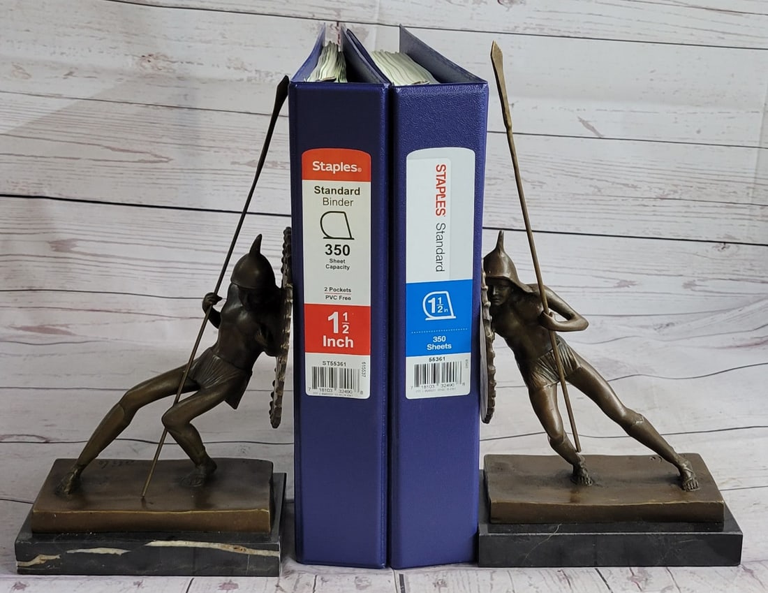 Pair Two Japanese Warrior with Shield Bronze Sculpture (1 of 9)