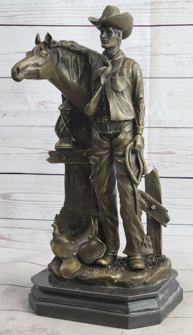 Cowboy Western Horse Bronze Sculpture (1 of 9)