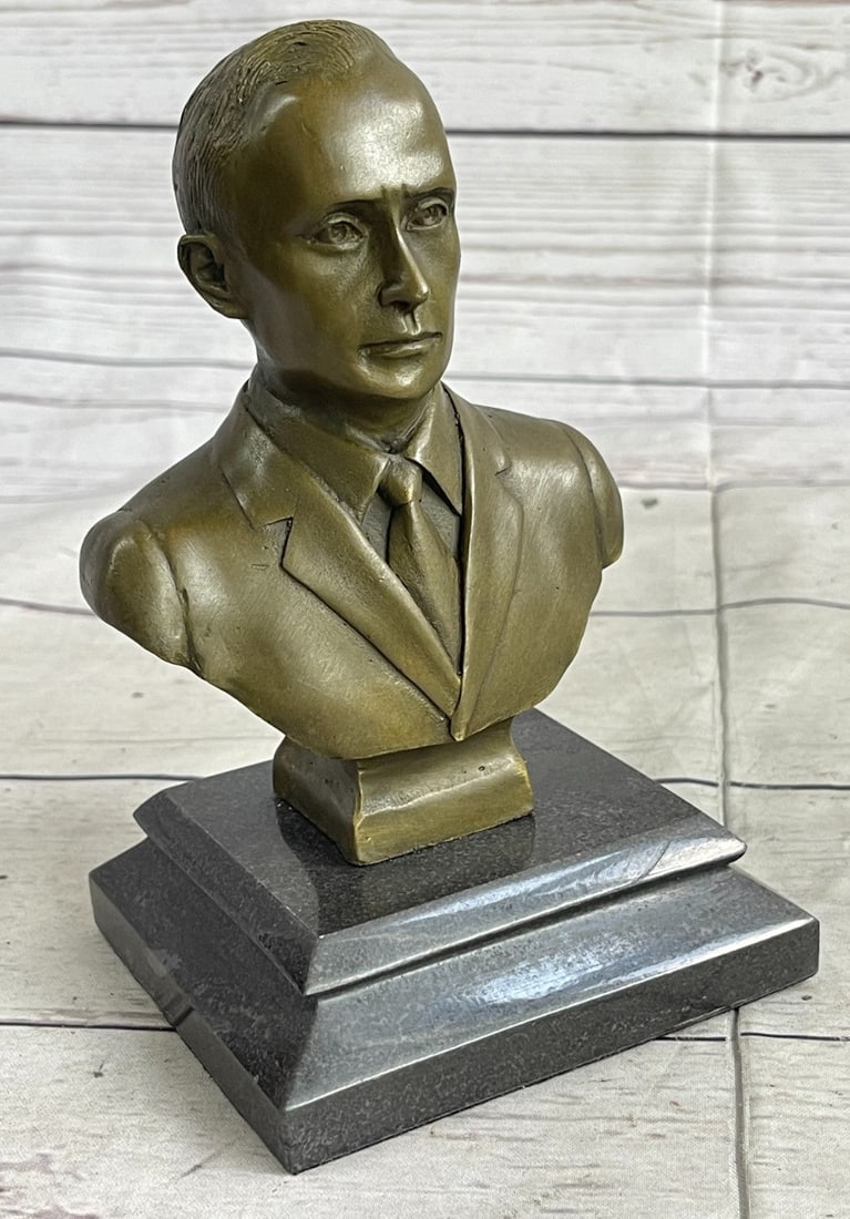 Russian Putin Bust Bronze Statue: Vladimir Vladimirovich Putin was born October 7, 1952, served as the second President of the Russian Federation and is the current Prime Minister of Russia. He became acting President on 31 December