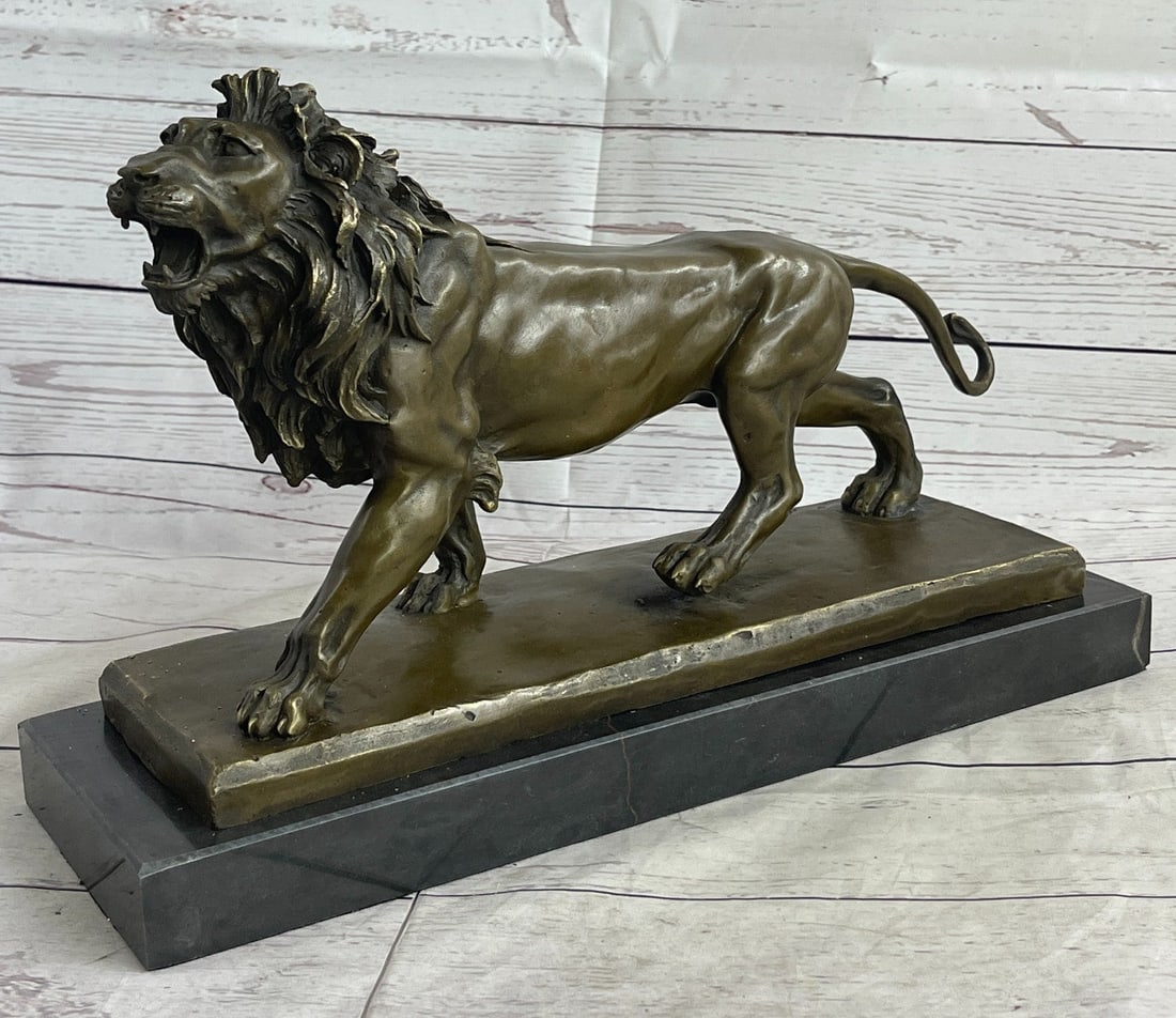 African Lion Bronze Sculpture: Though the most feared and lethal predator of the jungle, the beauty of a lion is undeniable. This fully detailed sculpture includes the smallest details of the king of all wild cats, including the st