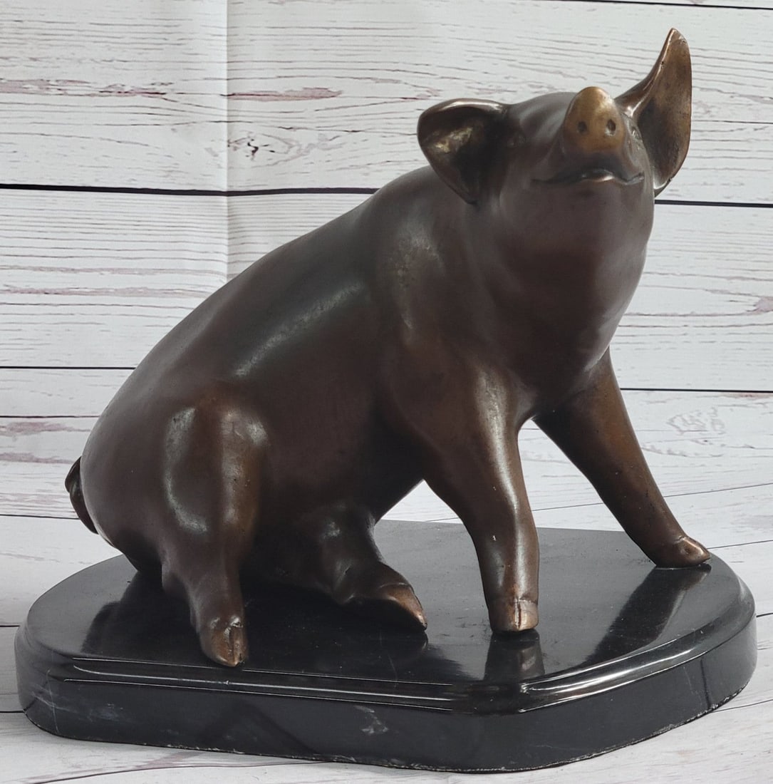 Farm Animal Pig Bronze Sculpture: Pigs are omnivores, and despite their reputation for gluttony, they are generally social and intelligent animals. Whether they are adored, feared, or eaten, pigs have constantly had a place in many cu