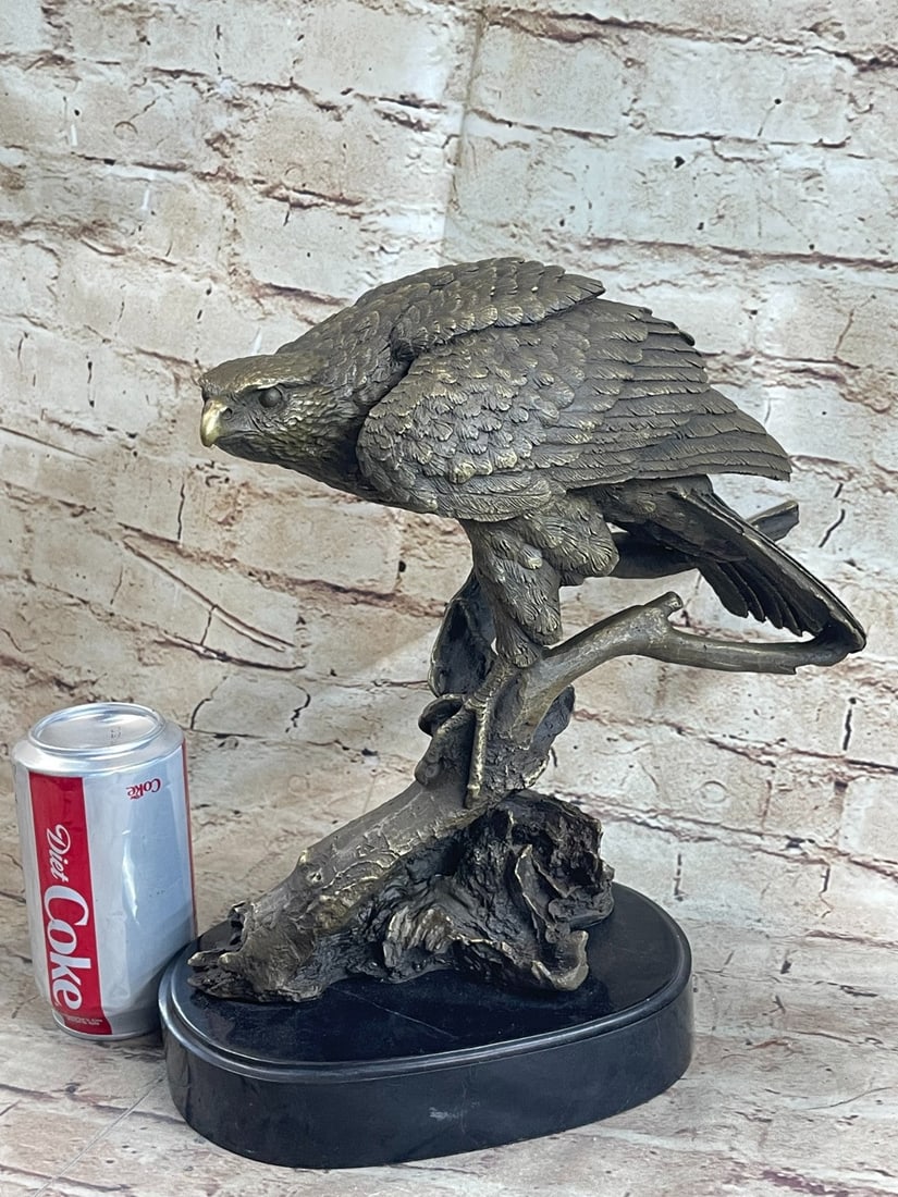 American Eagle on a Tree Branch Bronze Sculpture - 2