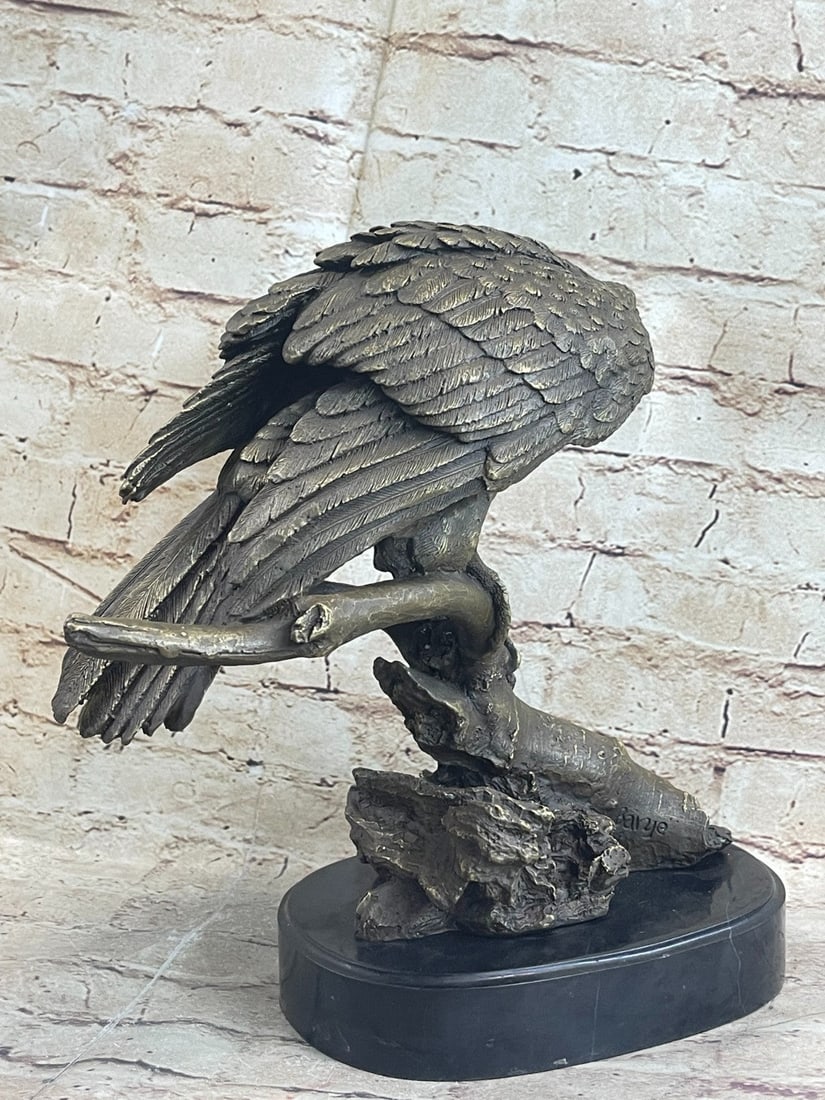 American Eagle on a Tree Branch Bronze Sculpture - 3