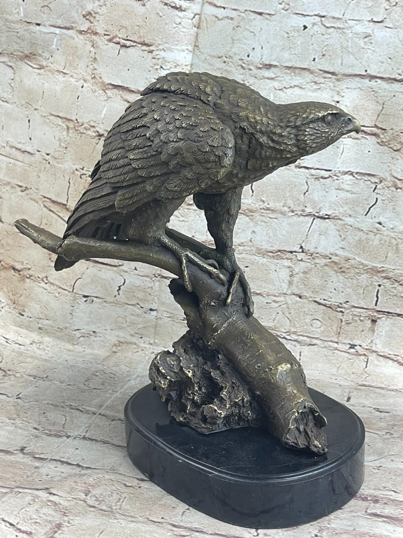 American Eagle on a Tree Branch Bronze Sculpture - 4