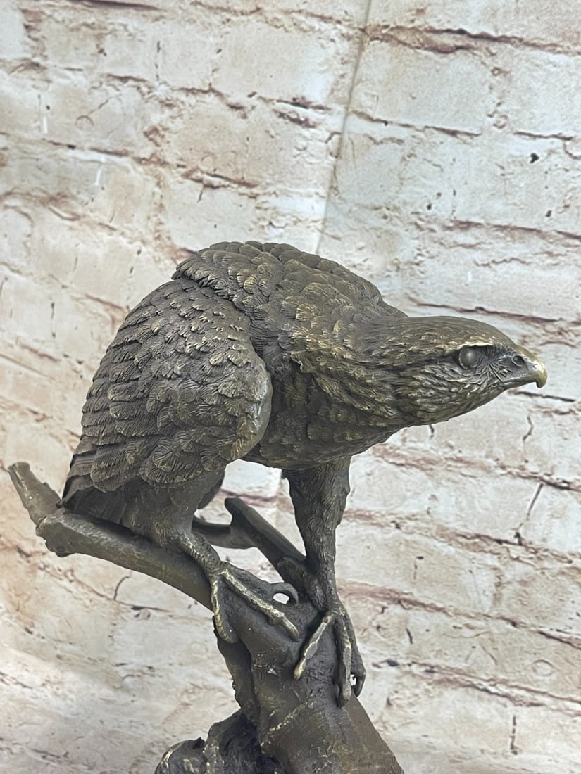American Eagle on a Tree Branch Bronze Sculpture - 7