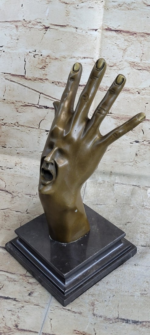 Hand With Face Bronze Statue - 3