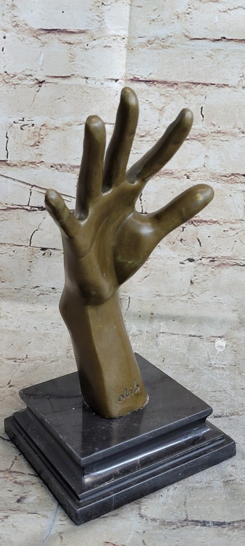 Hand With Face Bronze Statue - 5