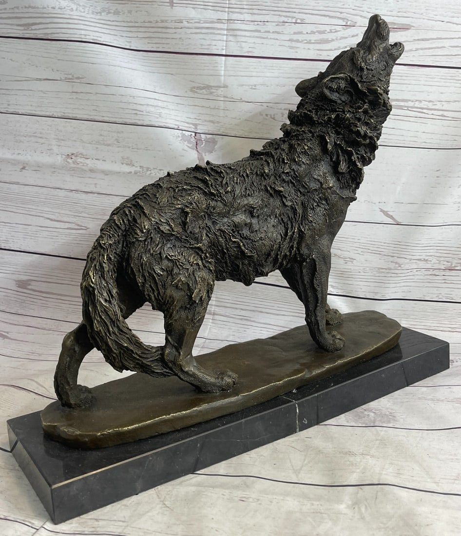 Wild Animal Life Wolf Bronze Sculpture - 5