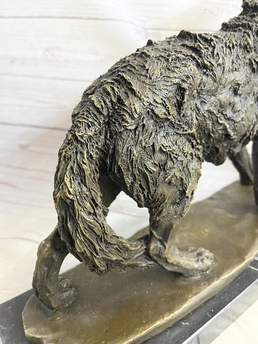 Wild Animal Life Wolf Bronze Sculpture - 8