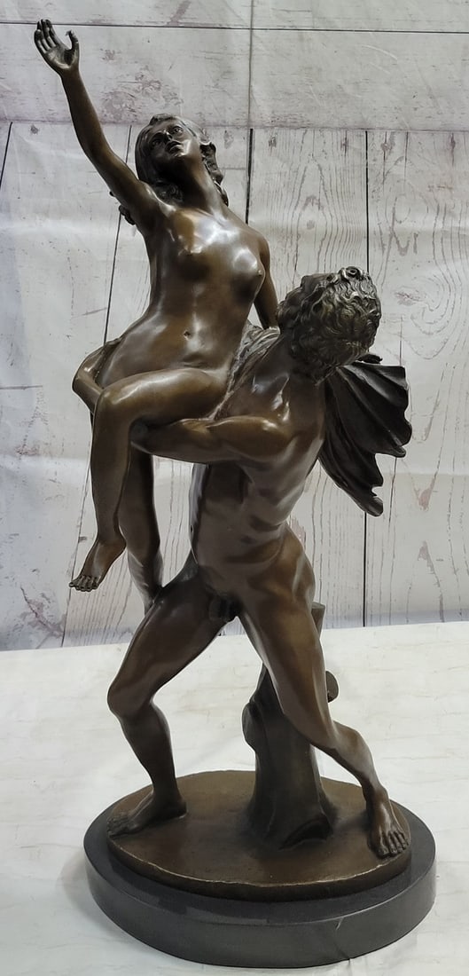 Two Skilled Dance Partners Bronze Sculpture: Two skilled dance partners demonstrate their skills while nude. There is a strong romantic connection between the two dancers, which only makes their movement more artistically appealing. Their physiq