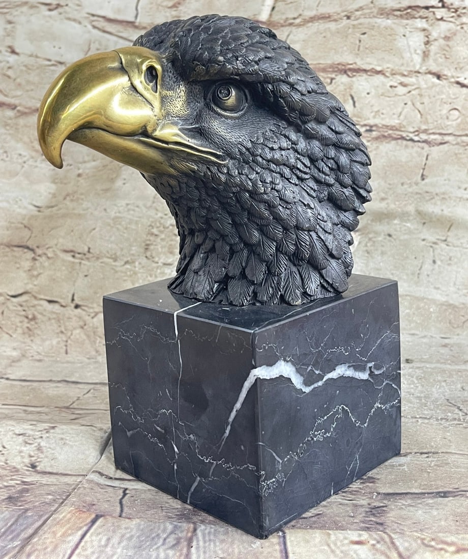 American Bald Eagle Bronze Sculpture: This is a magnificent Bronze Sculpture of the American bald eagle. This Sculpture was cast using the Lost Wax Method ensuring top-notch detail and quality. If you look at this Sculpture you will notic