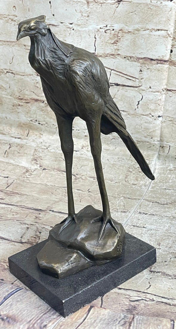 Wildlife Stork Bird Bronze Statue: A simply gorgeous piece with class, bring some class into your home. The sculpture was made using the Lost Was Method. Dimensions: Height 11 X Width 11 inches. Weight: 7 LBS.