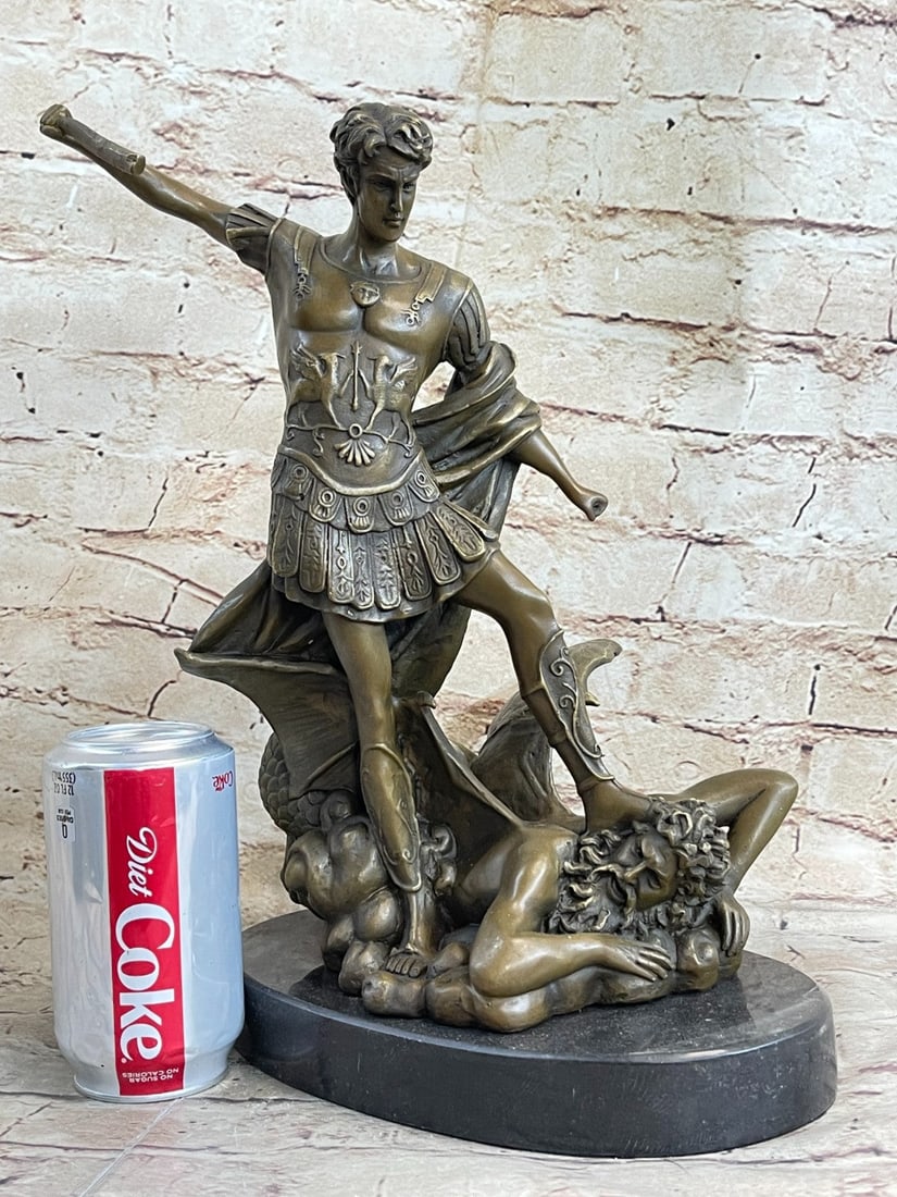 Archangel Michael Vs Devil Bronze Sculpture - 2