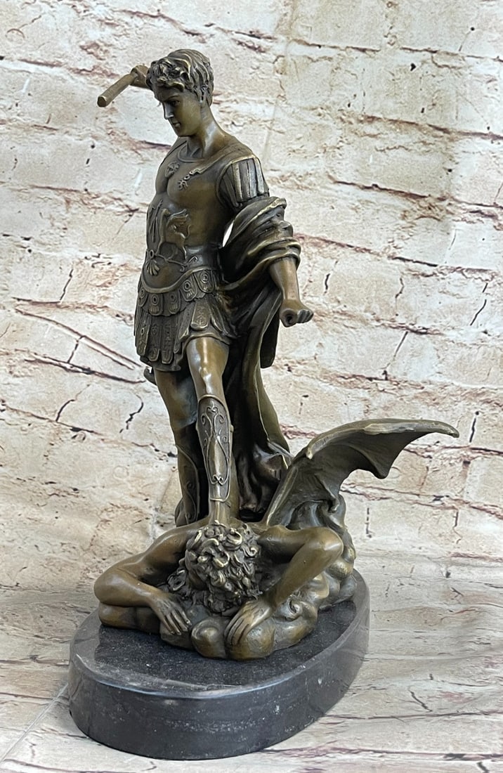 Archangel Michael Vs Devil Bronze Sculpture - 3