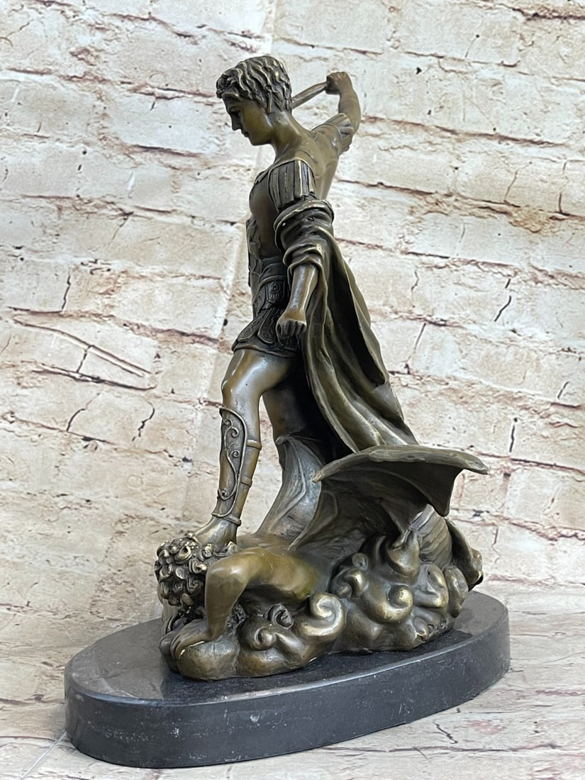Archangel Michael Vs Devil Bronze Sculpture - 4