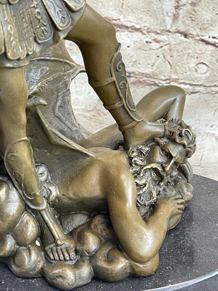 Archangel Michael Vs Devil Bronze Sculpture - 8