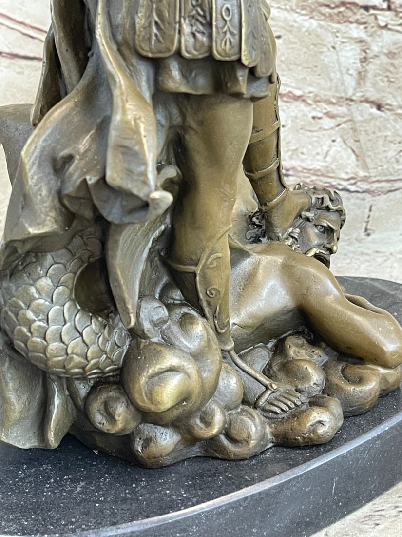 Archangel Michael Vs Devil Bronze Sculpture - 9