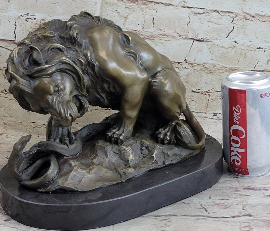 Lion and Snake Bronze Sculpture - 2